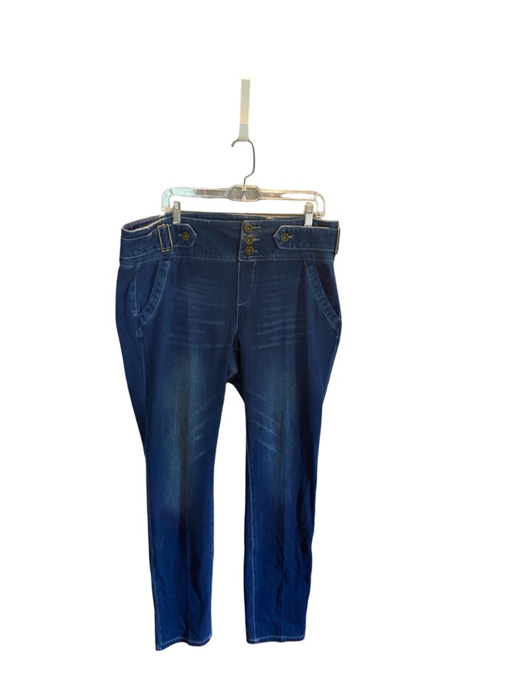 one 5 one Women's Dark Blue High-Rise Jeggings with Triple Button Waist
